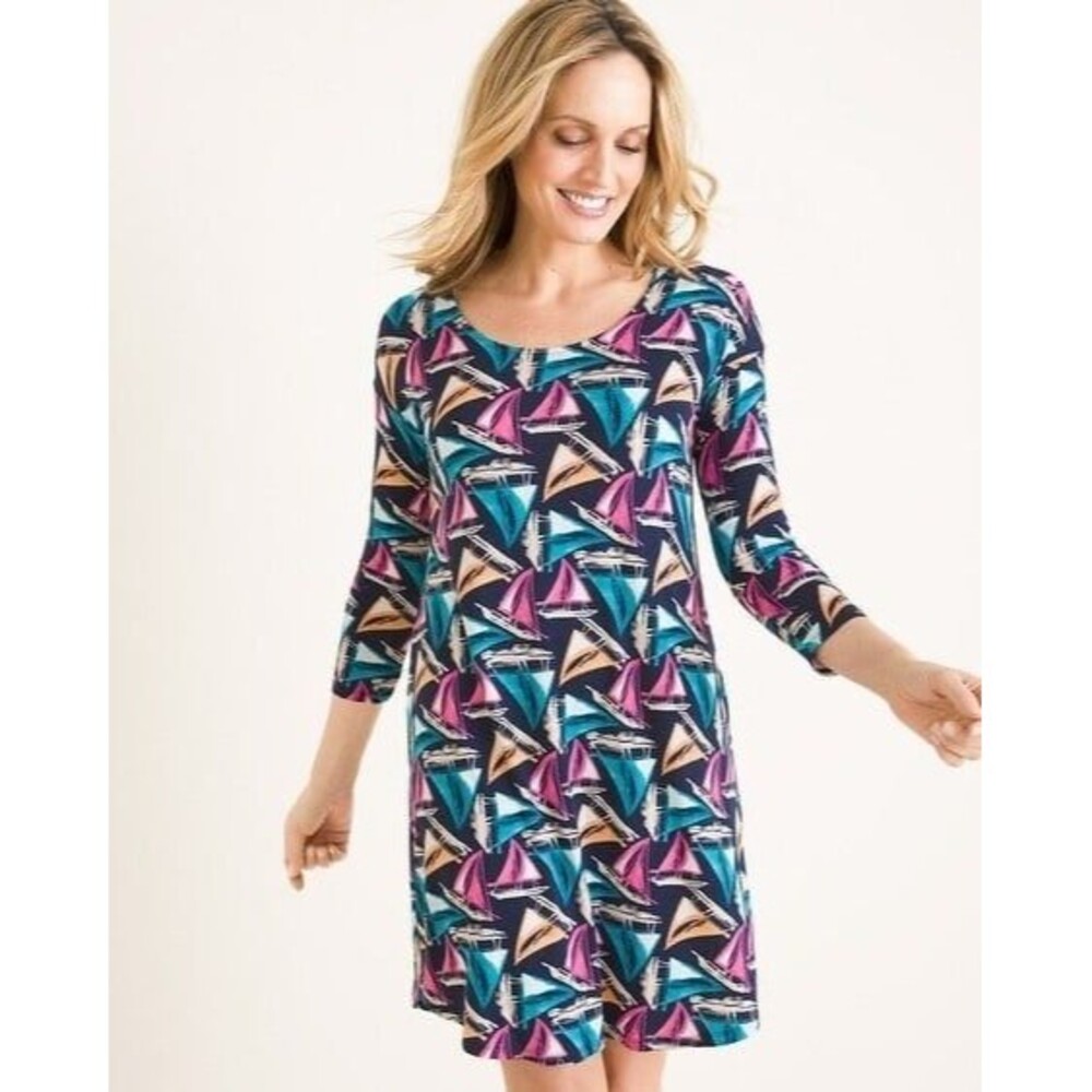 Soma for Chico’s sailboat 3/4 sleeve dress Size small